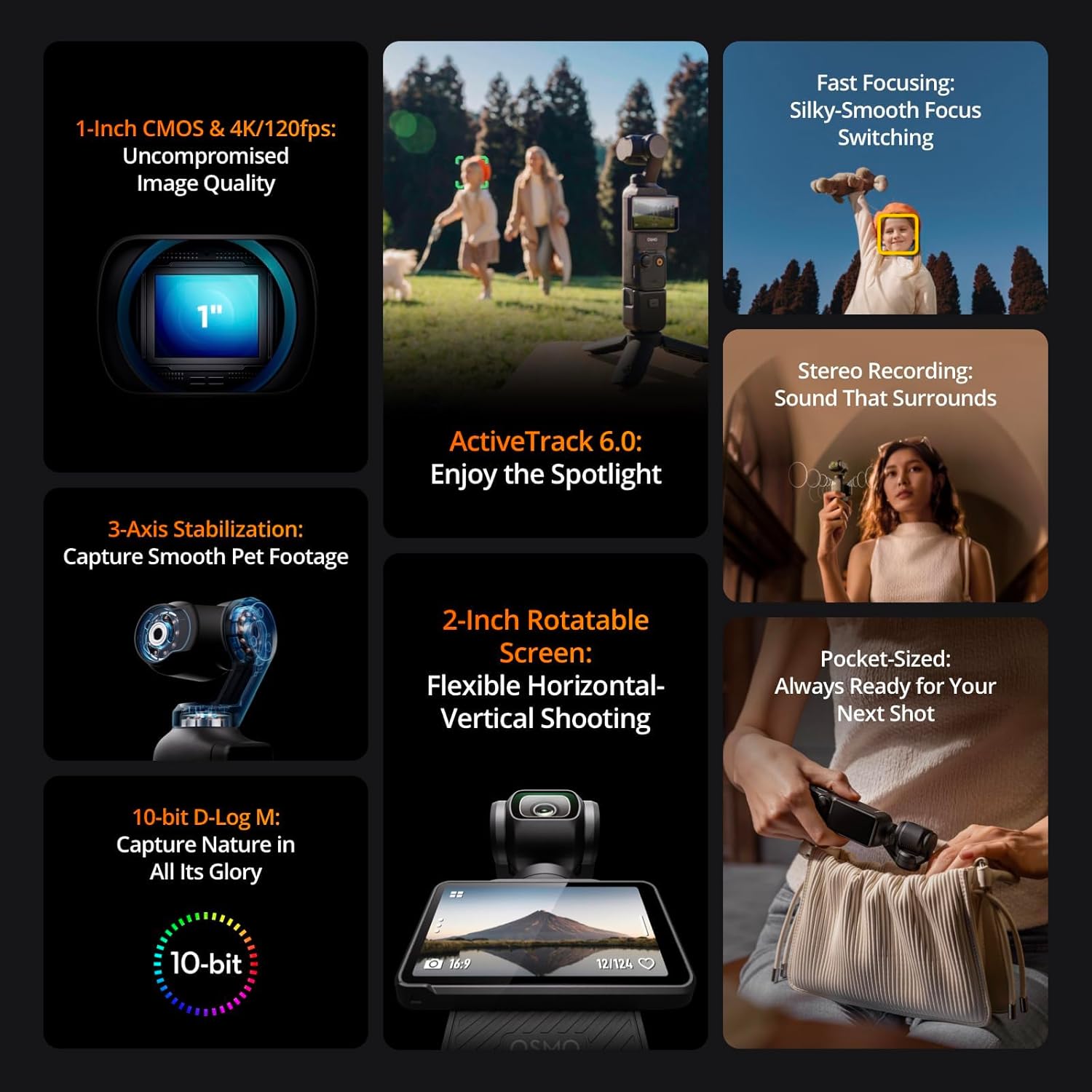 DJI Osmo Pocket 3 Creator Combo, Vlogging Cameras with 1'' CMOS, 4K/120fps Vlog Camera, 3-Axis Stabilization, Face/Object Tracking, Mic Included for Clear Sound, Digital Vlogging Camera for YouTube - Image 7