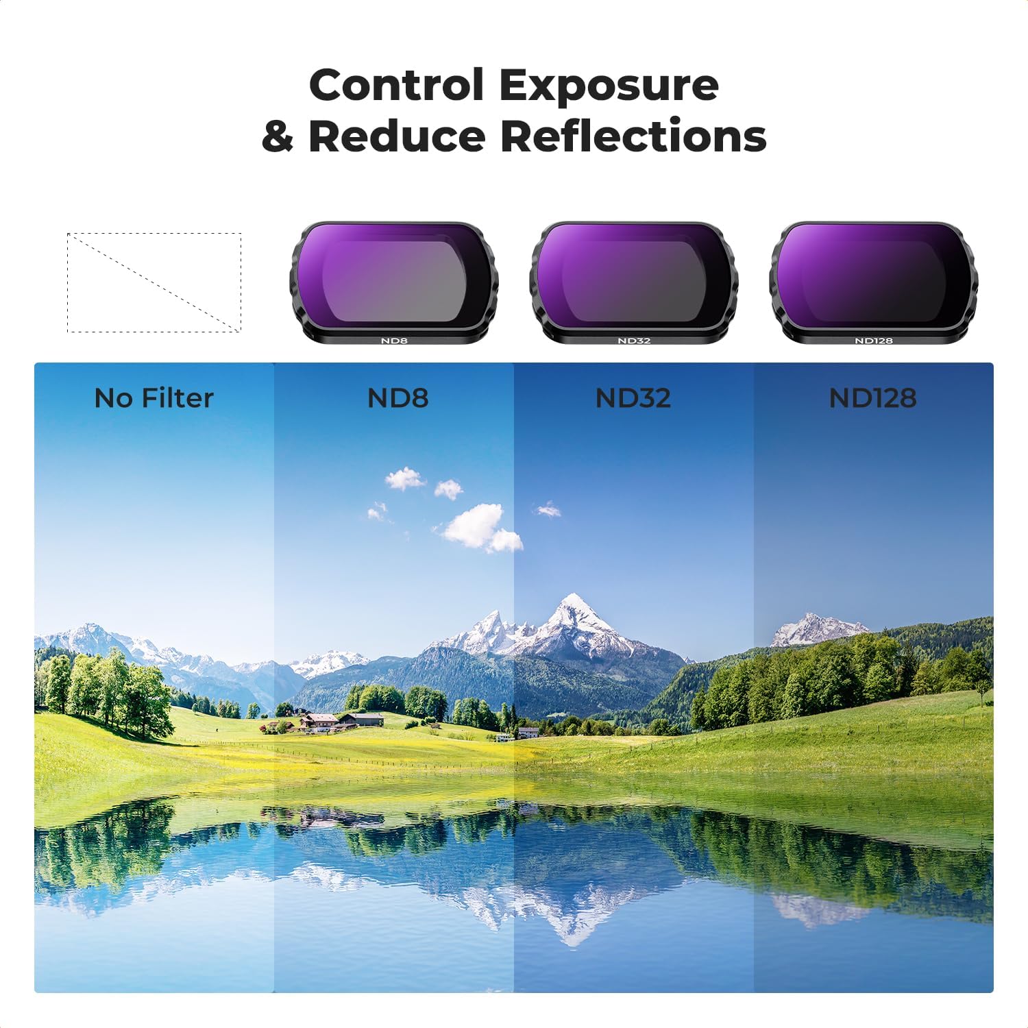 K&F Concept Effect Lens & ND Filter Kit for DJI Osmo Pocket 3, 1.2X Anamorphic Lens+ Wide-Angle Lens+ 10X Macro Lens+ ND8+ND32+ND128, Magnetic Attach/Multi-Coated/Optical Glass - Image 7