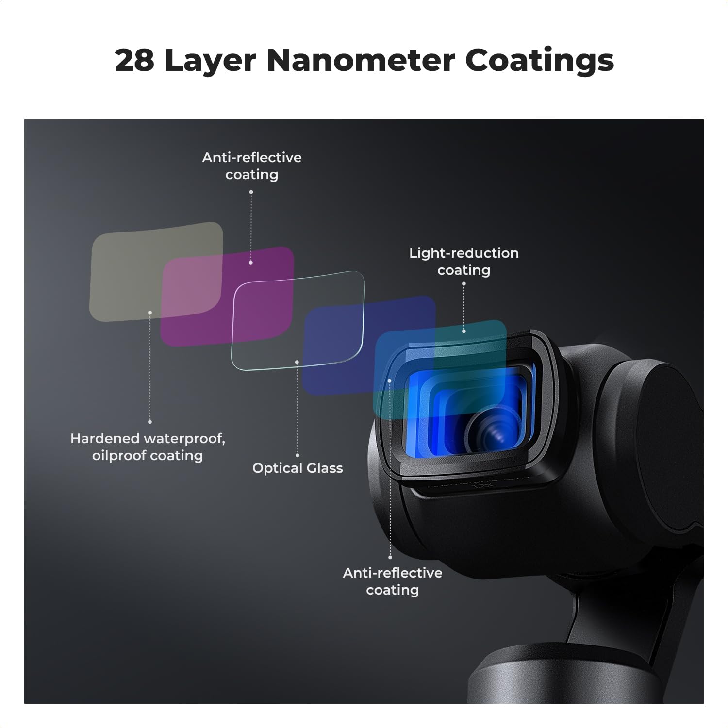 K&F Concept Effect Lens & ND Filter Kit for DJI Osmo Pocket 3, 1.2X Anamorphic Lens+ Wide-Angle Lens+ 10X Macro Lens+ ND8+ND32+ND128, Magnetic Attach/Multi-Coated/Optical Glass - Image 8