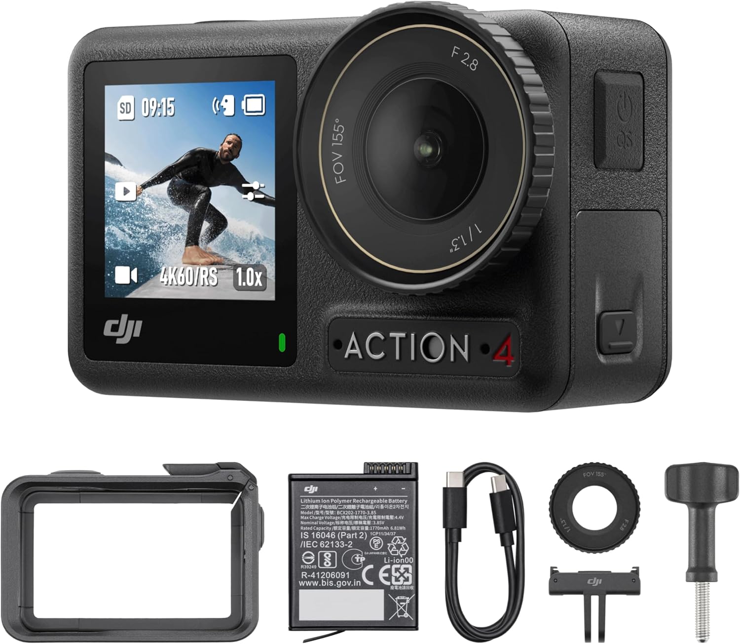 DJI Osmo Action 4 Essential Combo, 4K/120fps Waterproof Action Camera with a 1/1.3-Inch Sensor, Stunning Low-Light Imaging,10-bit & D-Log M Color Performance, Long-Lasting 160 Mins, Outdoor Camera - Image 2