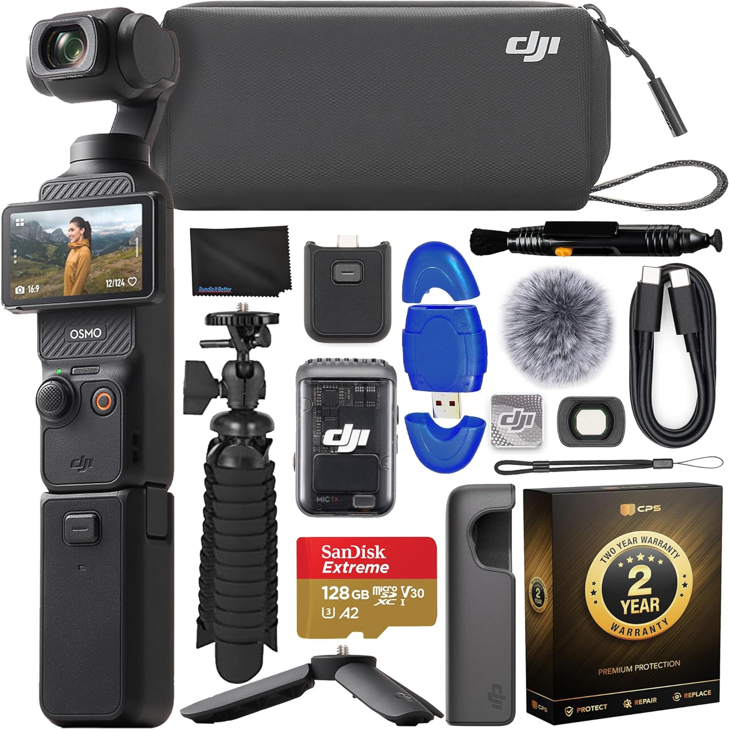 DJI Osmo Pocket 3 Creator Combo Gimbal Stabilizer with 1′′ CMOS & 4K/120fps Video, 3-Axis Stabilization Bundle with 128GB Memory Card, Gripster Flexible Spider Tripod, 2 YR CPS Warranty + More - Image 2